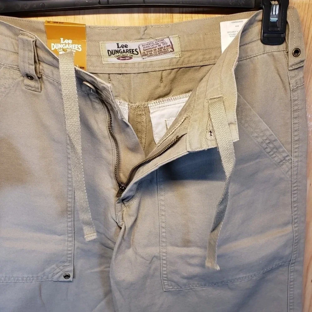 Lee Dungarees Mens Khaki Carpenter Shorts Heavy Cotton Twill Relaxed Fit NWT 29